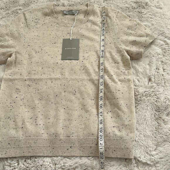 Everlane Cashmere Crew Neck Short Sleeve Sweater Cream Size M - Picture 3 of 7